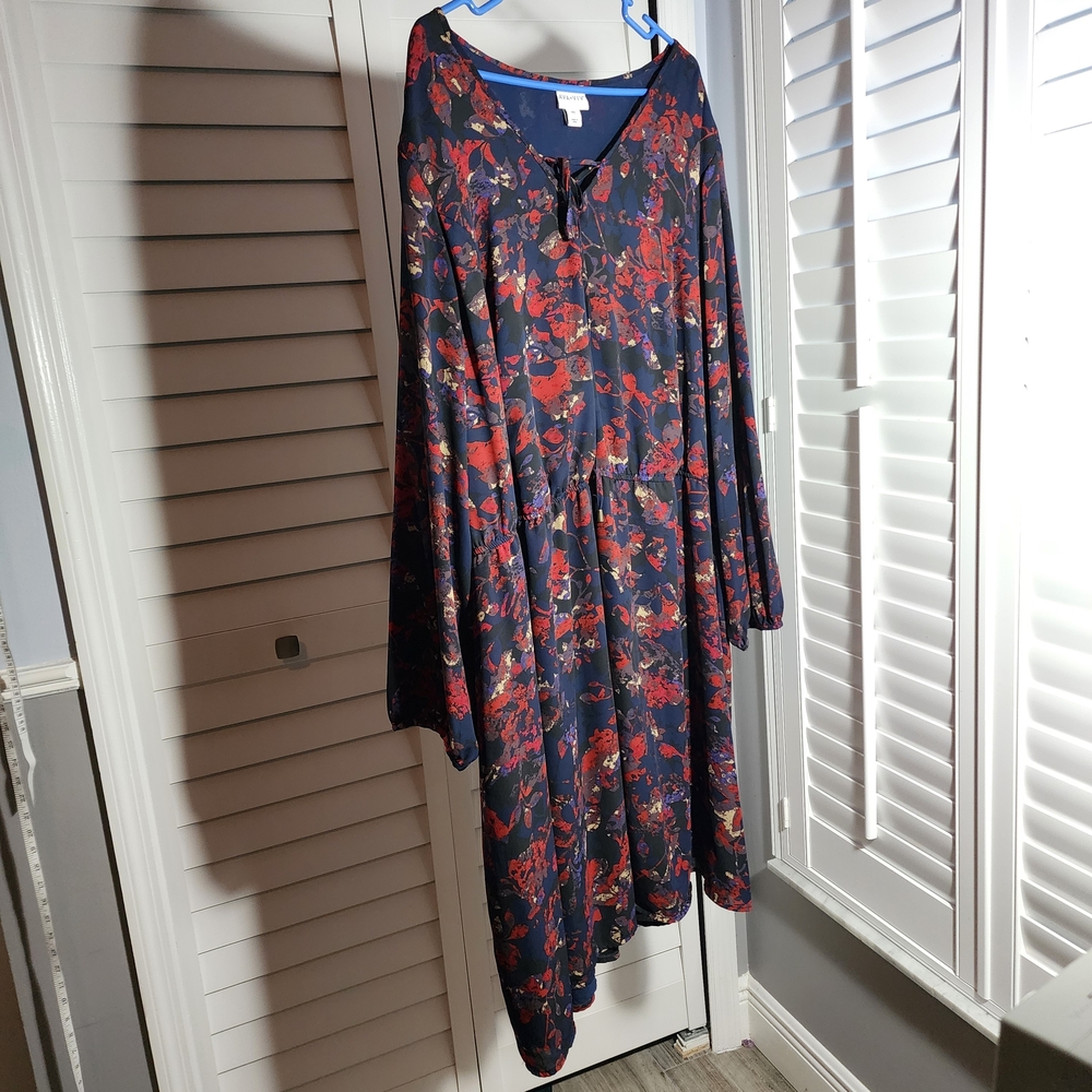 Ava & Viv Floral Midi Dress - Red and Blue